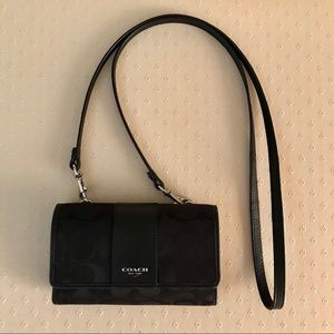 Coach black signature foldover wallet crossbody